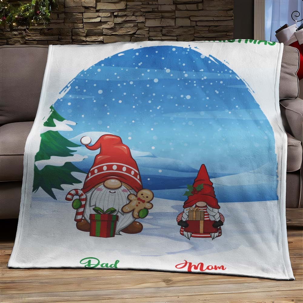 Personalized Gnome Blanket Custom Name Background Blanket Christmas Gifts - Get Photo Blanket