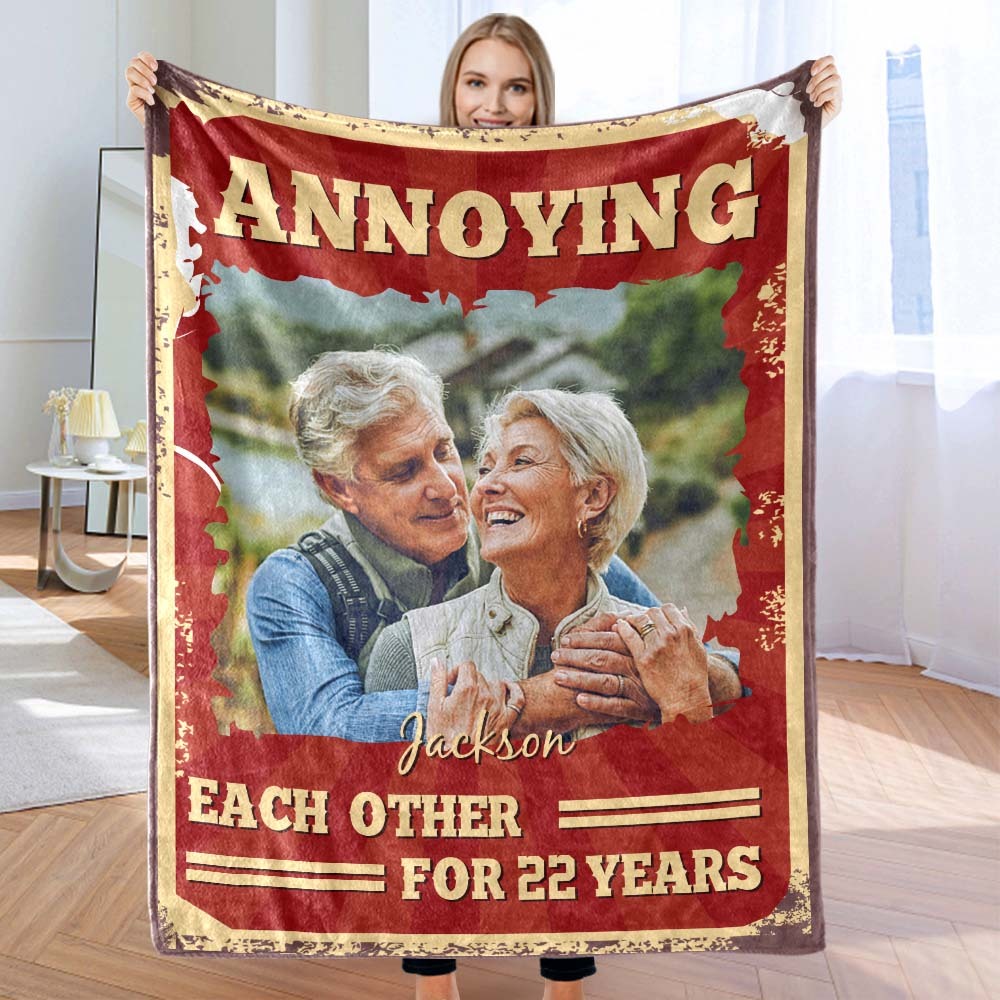 Custom Couple Photo Blanket Annoying Each Other for Years Valentine's Day Gift - Get Photo Blanket