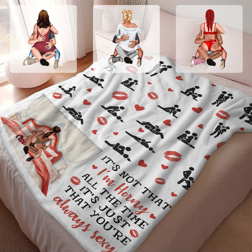 Couple Blanket Personalized Clothes Hairstyle and Skintone with Custom Name - Get Photo Blanket