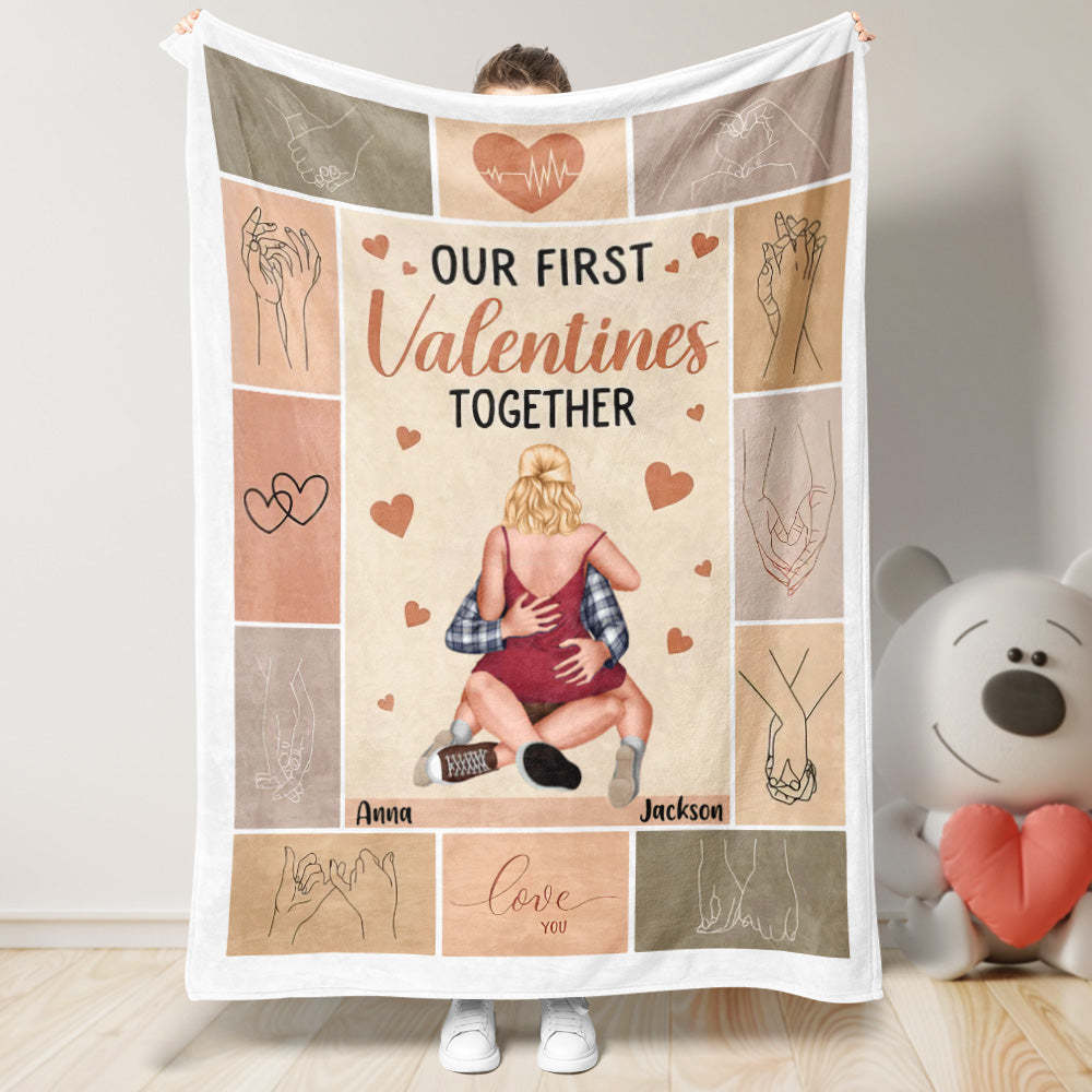 Our First Valentines Together Personalized Blanket Gifts for Your Love - Get Photo Blanket