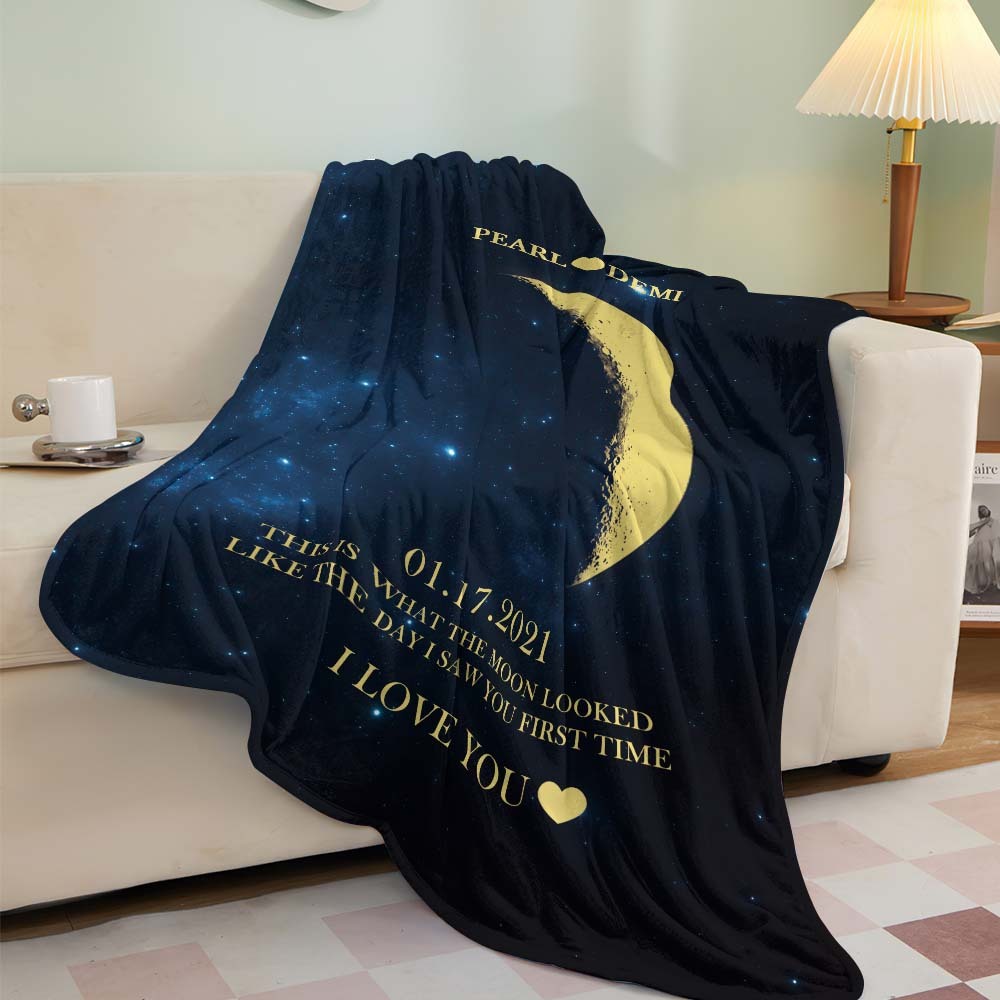 Custom Moon Phase Blanket Personalized Names Multistyle Background Blanket Birthday Gift - Get Photo Blanket