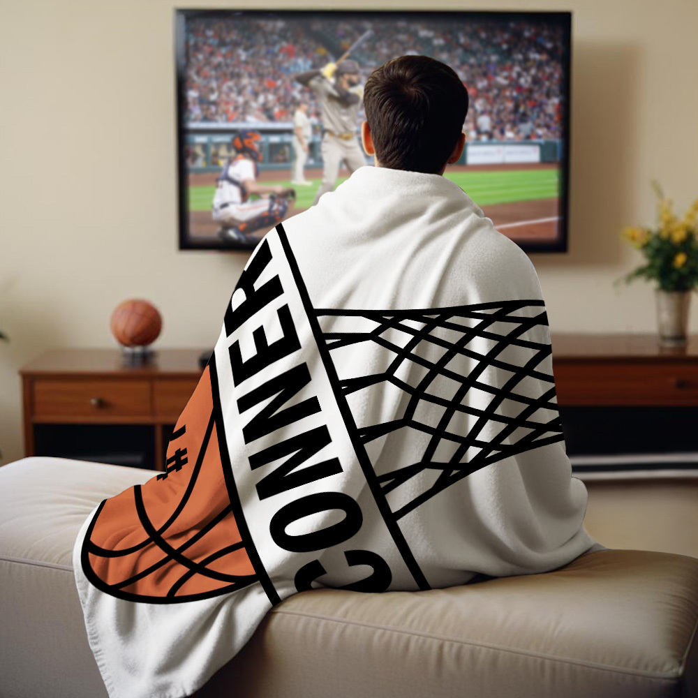 Personalized Basketball Blanket, Custom Name Blanket, Soft Throw Blankets, Custom Basketball Blanket, Gift for Basketball Players - Get Photo Blanket