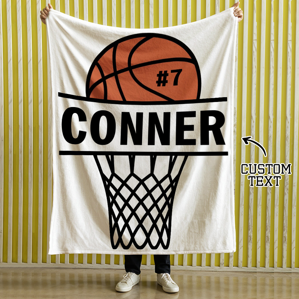 Personalized Basketball Blanket, Custom Name Blanket, Soft Throw Blankets, Custom Basketball Blanket, Gift for Basketball Players - Get Photo Blanket