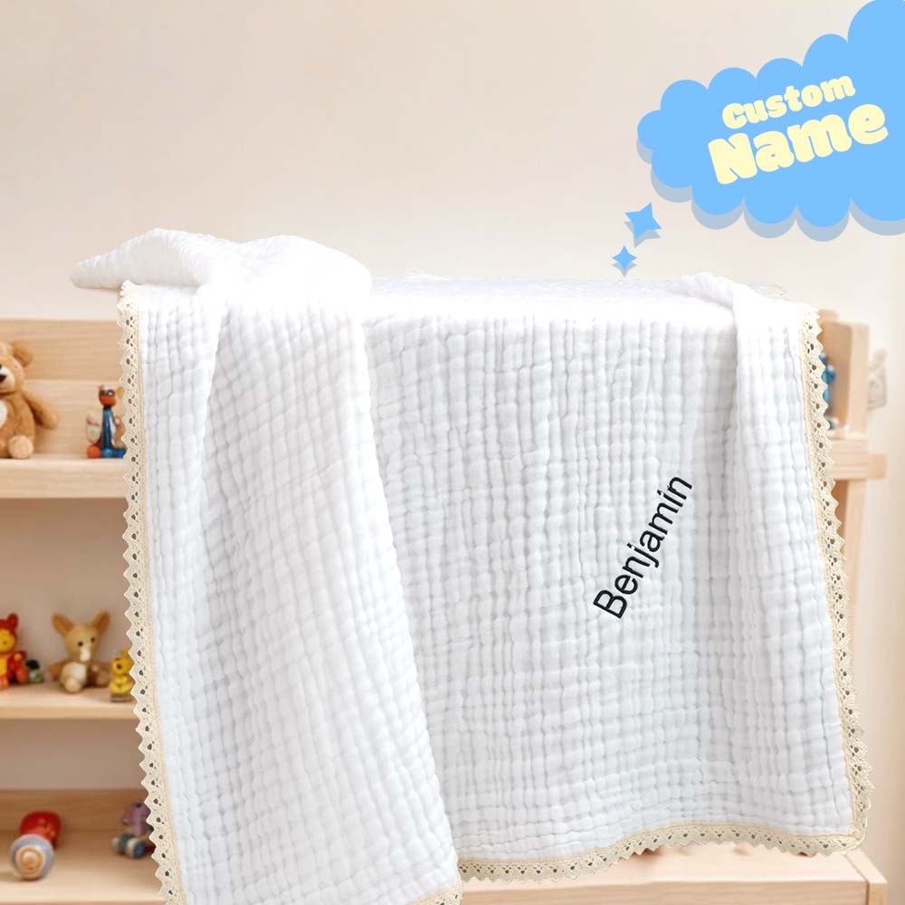 Personalized Lace Blanket with Embroidered Name Gift for Baby - Get Photo Blanket