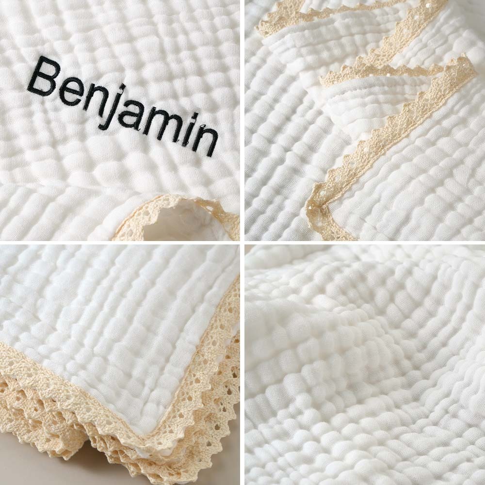 Personalized Lace Blanket with Embroidered Name Gift for Baby - Get Photo Blanket