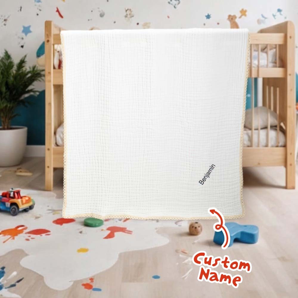 Personalized Lace Blanket with Embroidered Name Gift for Baby - Get Photo Blanket
