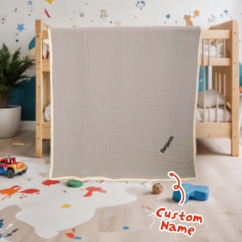 Personalized Lace Blanket with Embroidered Name Gift for Baby - Get Photo Blanket