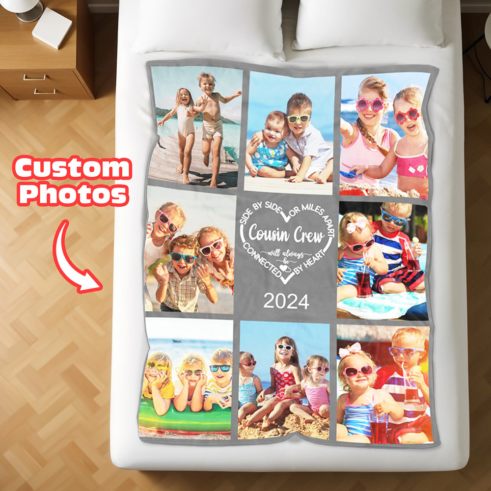 Custom Blanket Personalized Cousin Crew Blanket with Photos Family Reunion Cousin Blanket Camping/Travel/Vacation Gift for Family