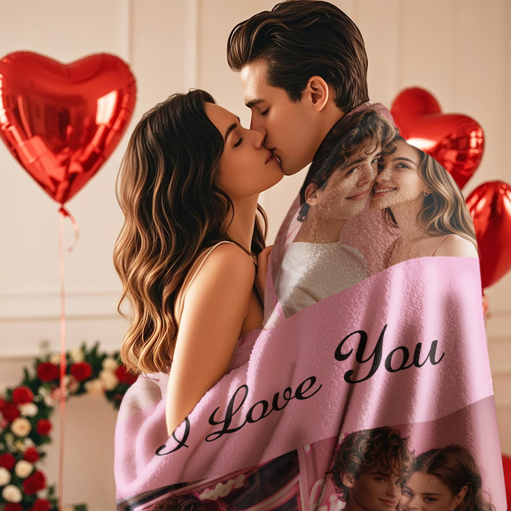 Custom Photo Blanket Collage Personalized Multiple Photos with Text Blanket