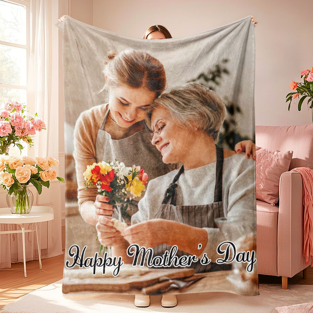 Custom Photo Blanket Collage Personalized Multiple Photos with Text Blanket
