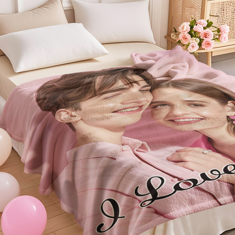 Custom Photo Blanket Collage Personalized Multiple Photos with Text Blanket