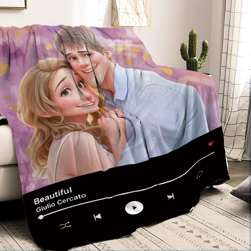 Custom Love Song Blanket - Unique Couple Gift with Your Own Music - Get Photo Blanket