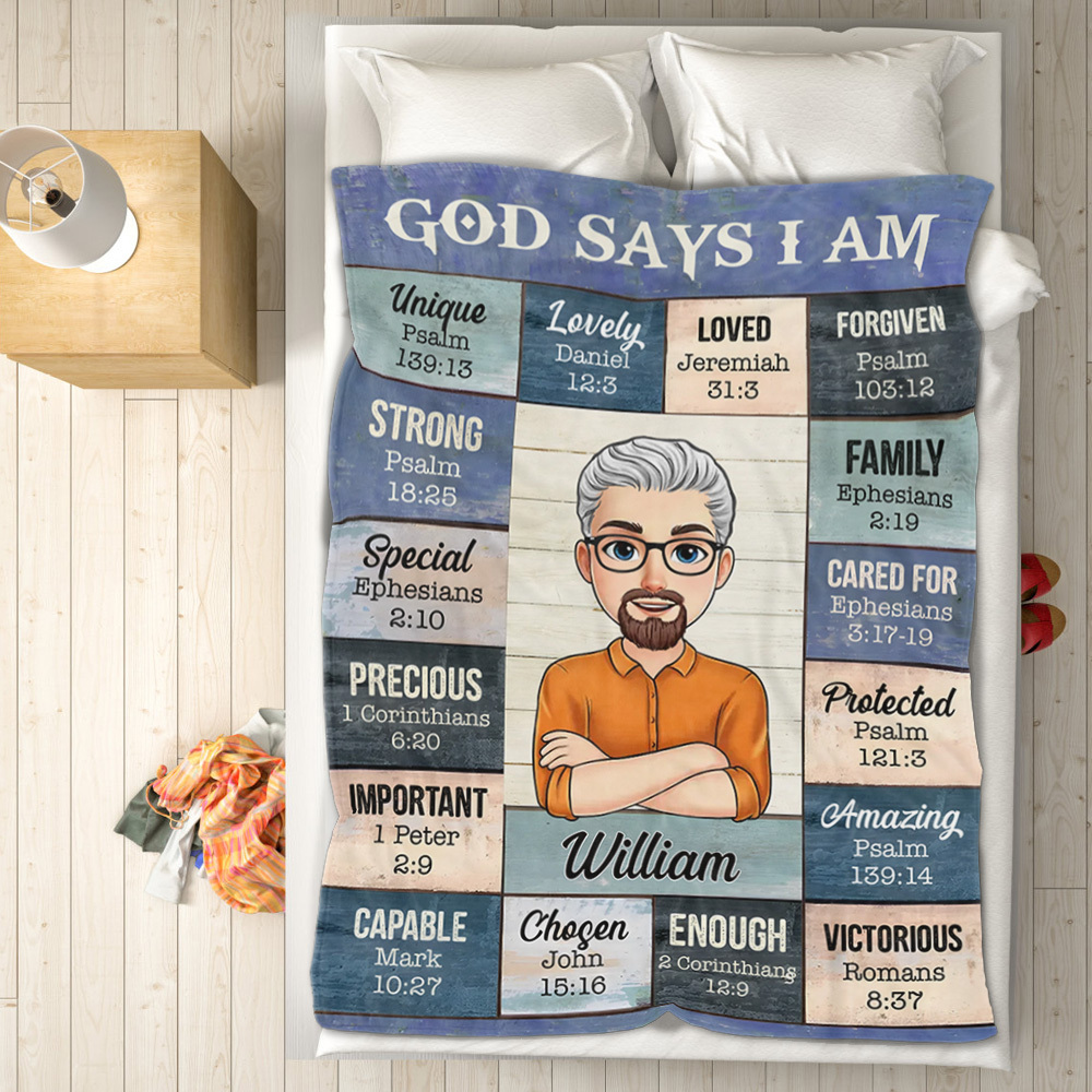 God Says I Am Personalized Blanket Meaningful Gift For Birthday