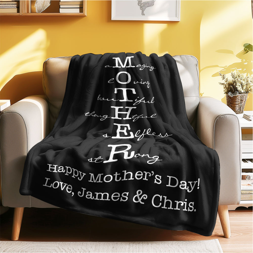 Custom Mother/Grandma Multicolor Blanket Personalized Gift for Mother's Day