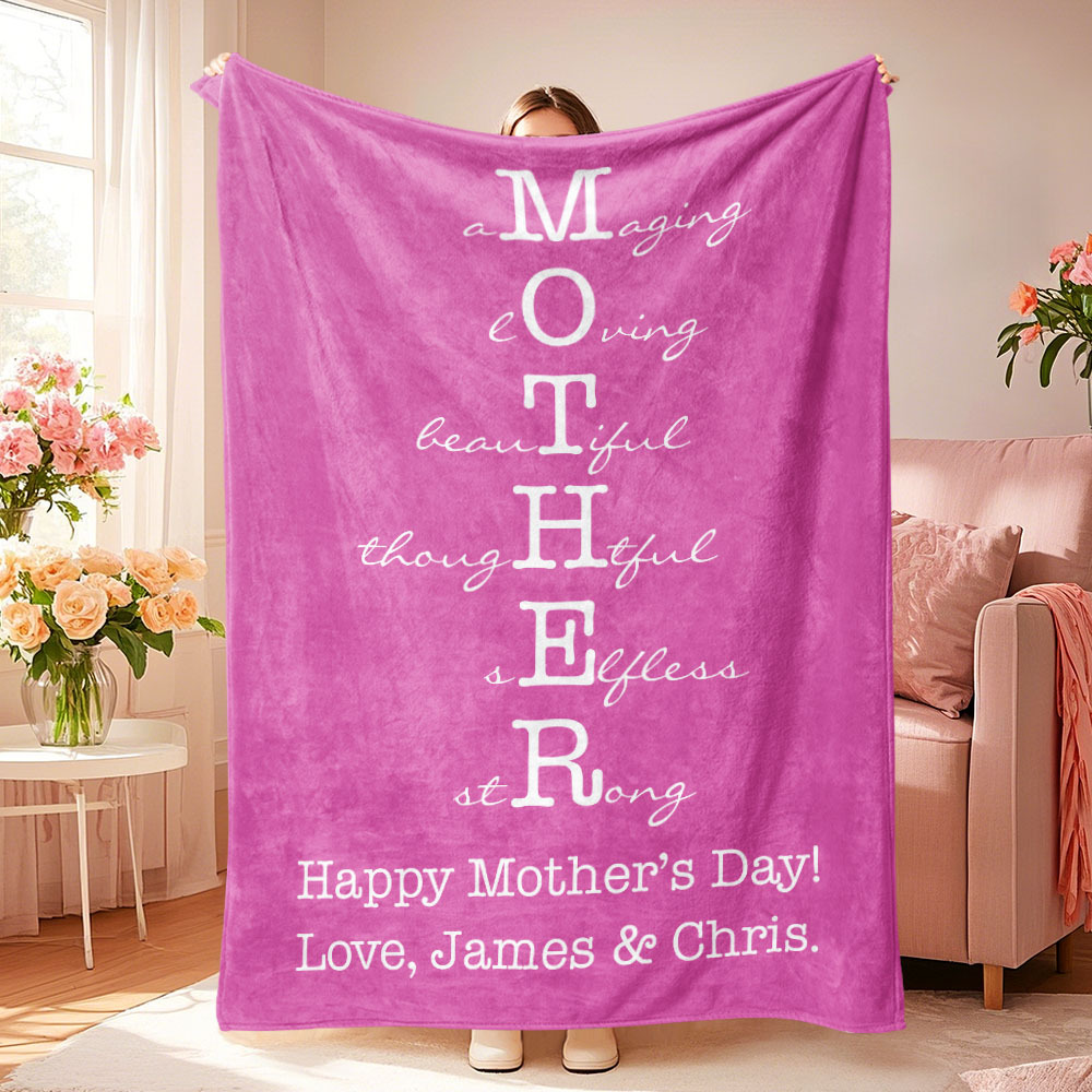 Custom Mother/Grandma Multicolor Blanket Personalized Gift for Mother's Day