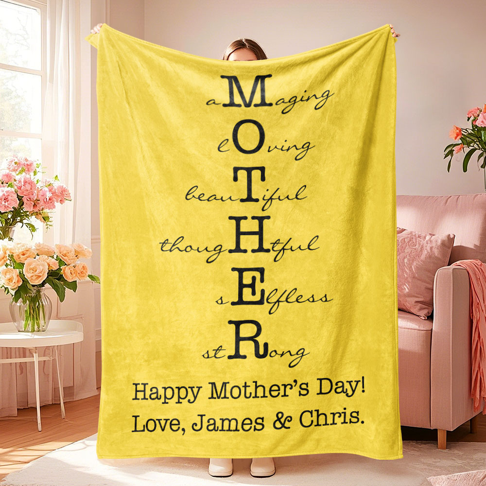 Custom Mother/Grandma Multicolor Blanket Personalized Gift for Mother's Day
