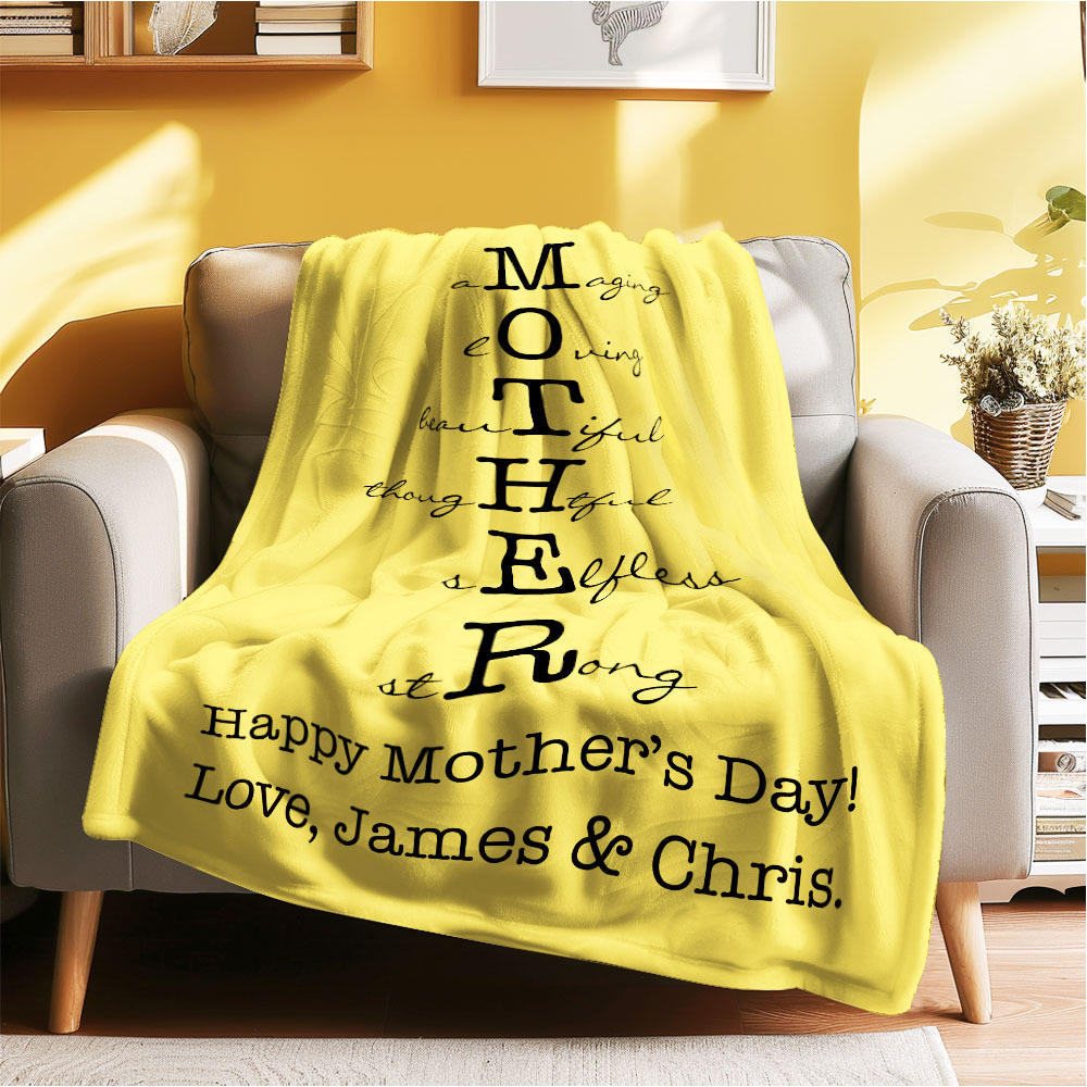 Custom Mother/Grandma Multicolor Blanket Personalized Gift for Mother's Day