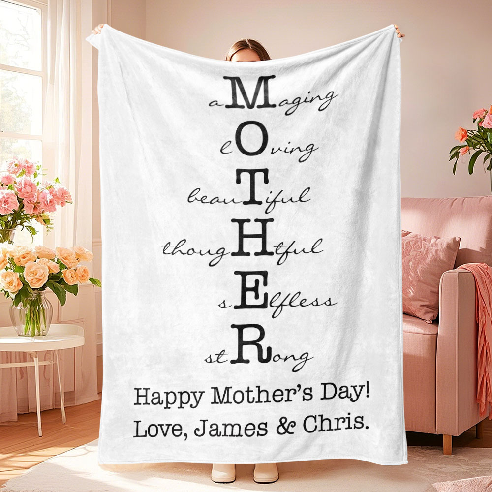 Custom Mother/Grandma Multicolor Blanket Personalized Gift for Mother's Day