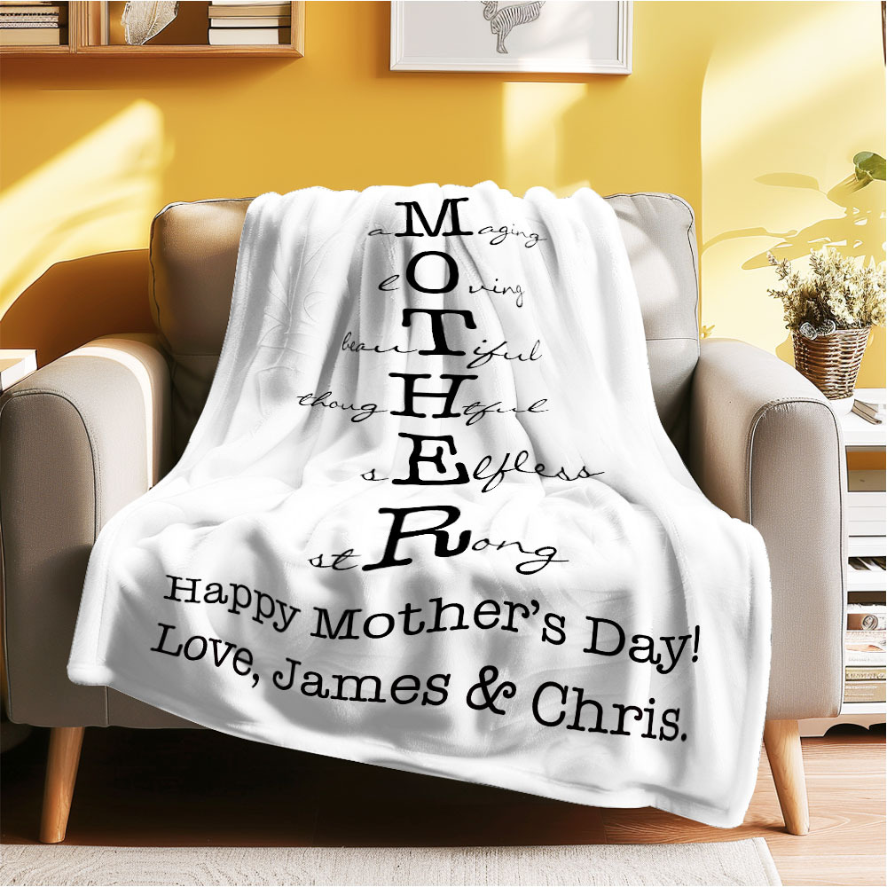 Custom Mother/Grandma Multicolor Blanket Personalized Gift for Mother's Day