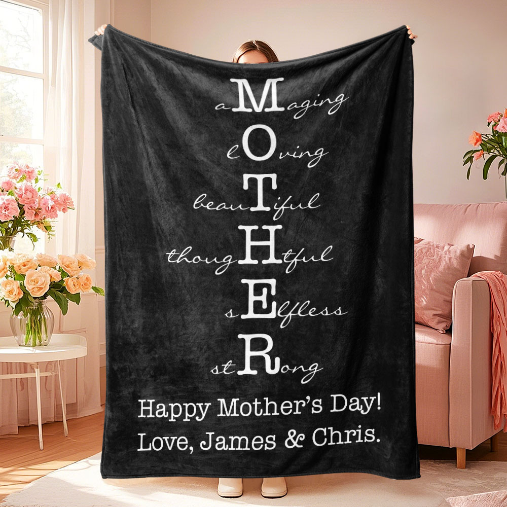 Custom Mother/Grandma Multicolor Blanket Personalized Gift for Mother's Day