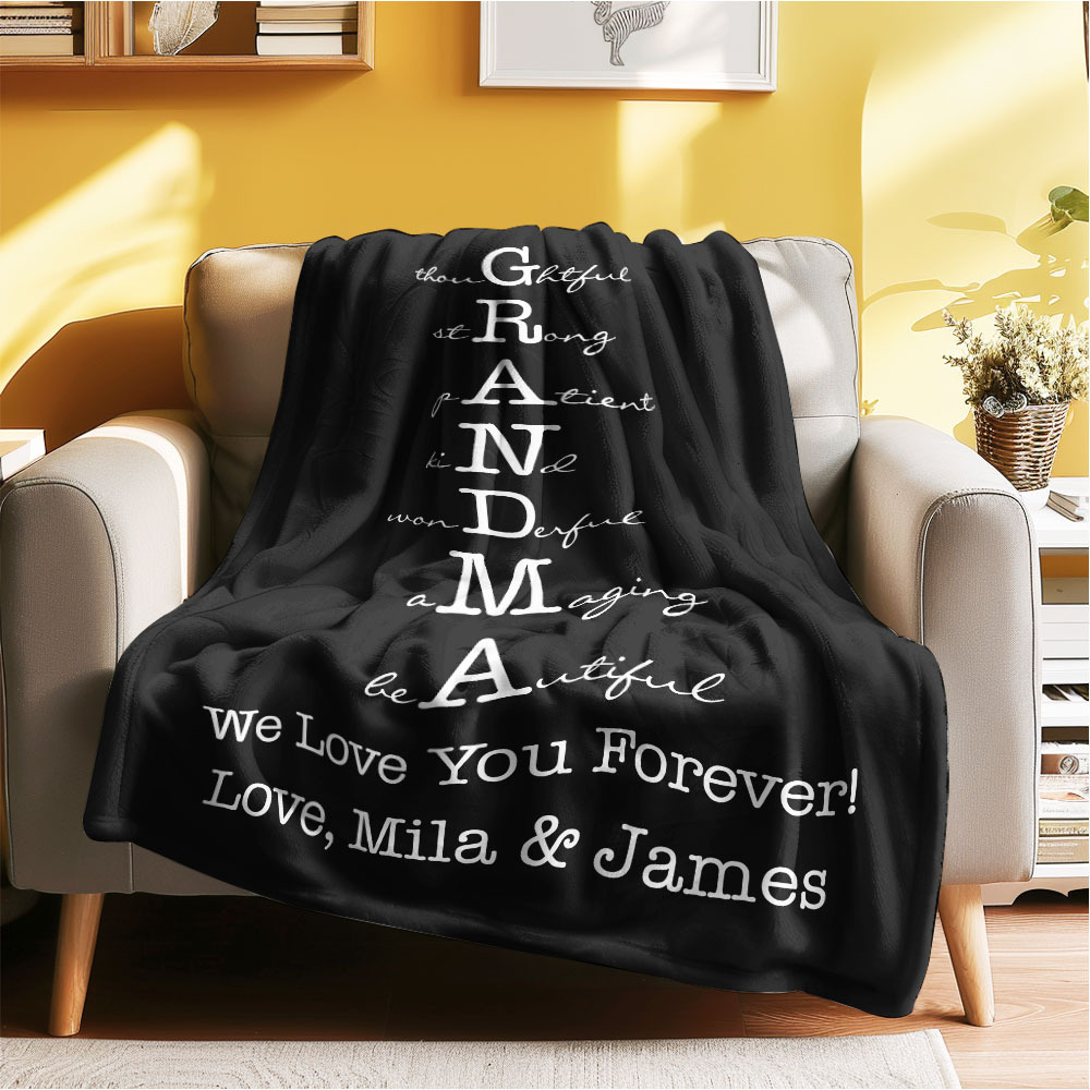Custom Mother/Grandma Multicolor Blanket Personalized Gift for Mother's Day