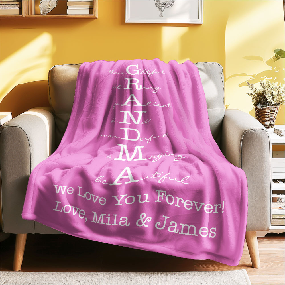Custom Mother/Grandma Multicolor Blanket Personalized Gift for Mother's Day
