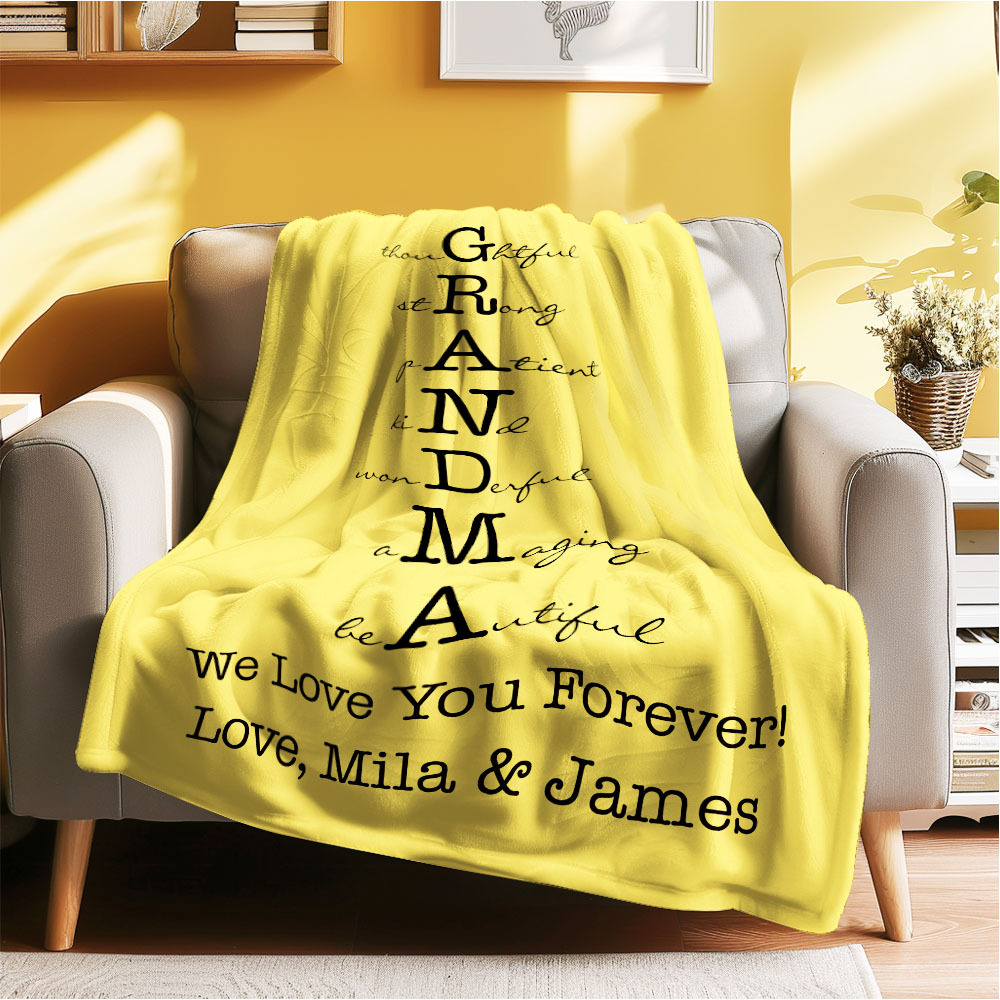 Custom Mother/Grandma Multicolor Blanket Personalized Gift for Mother's Day