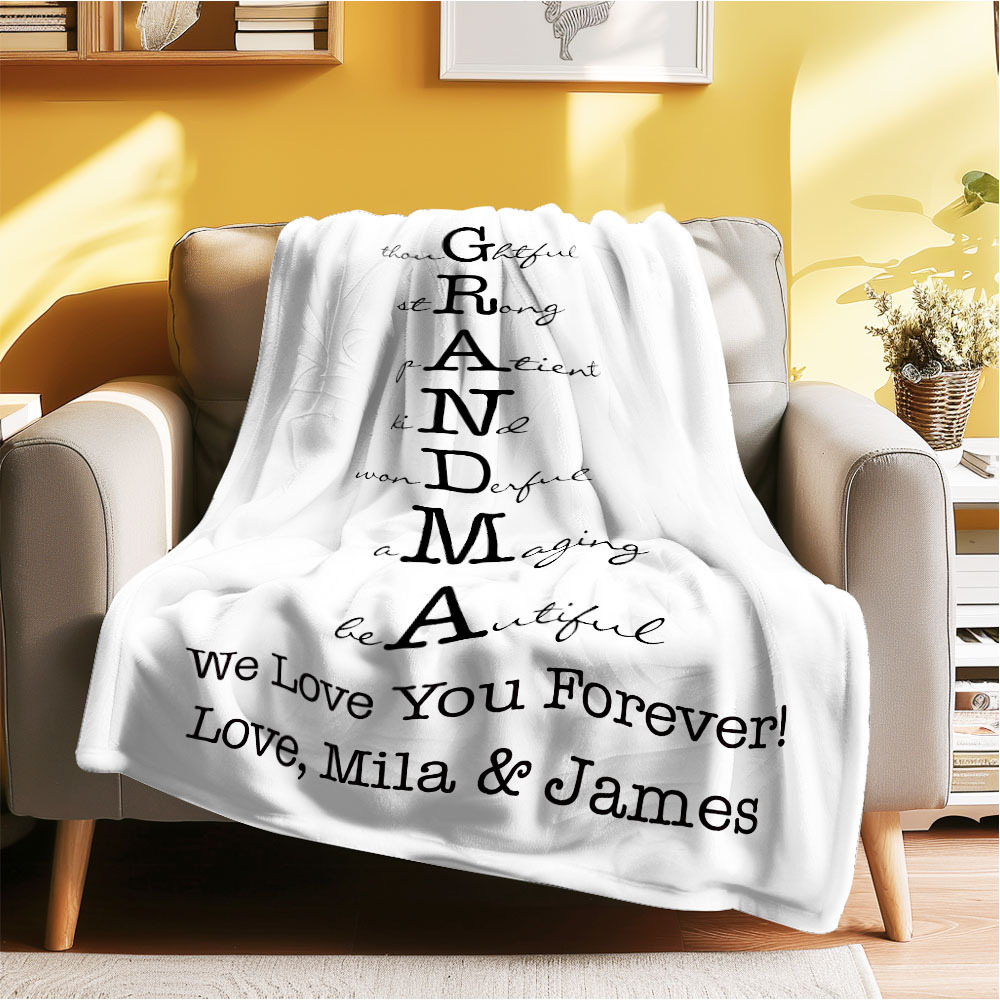 Custom Mother/Grandma Multicolor Blanket Personalized Gift for Mother's Day