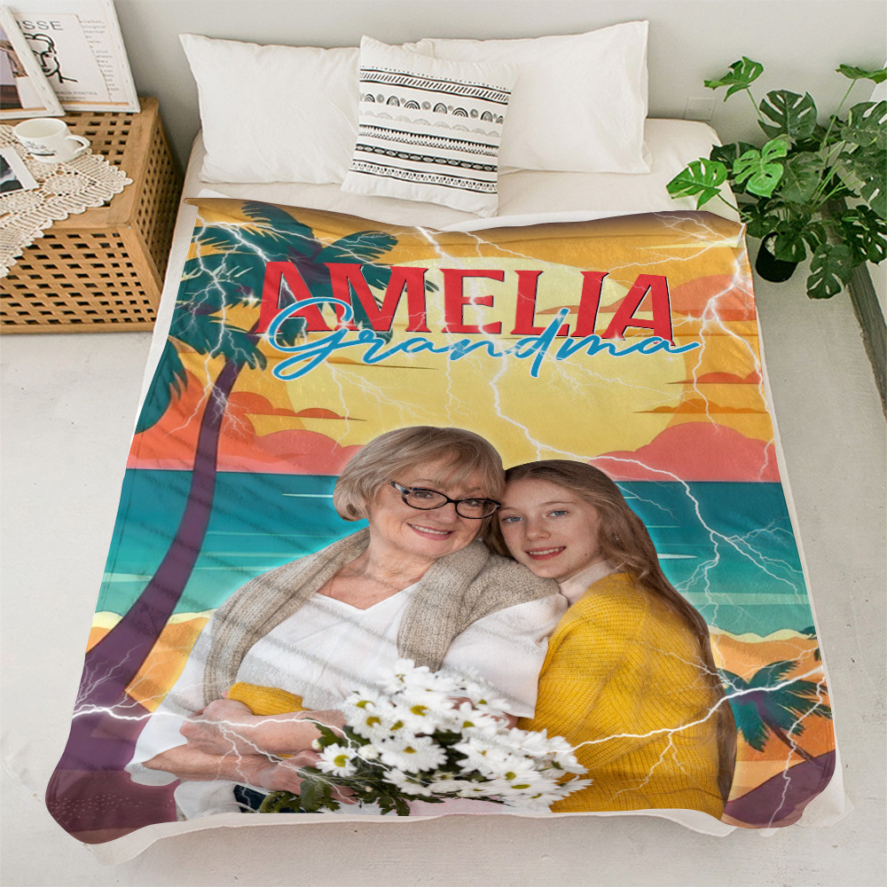 Custom Photo And Add Name With Vintage Style Family Blanket