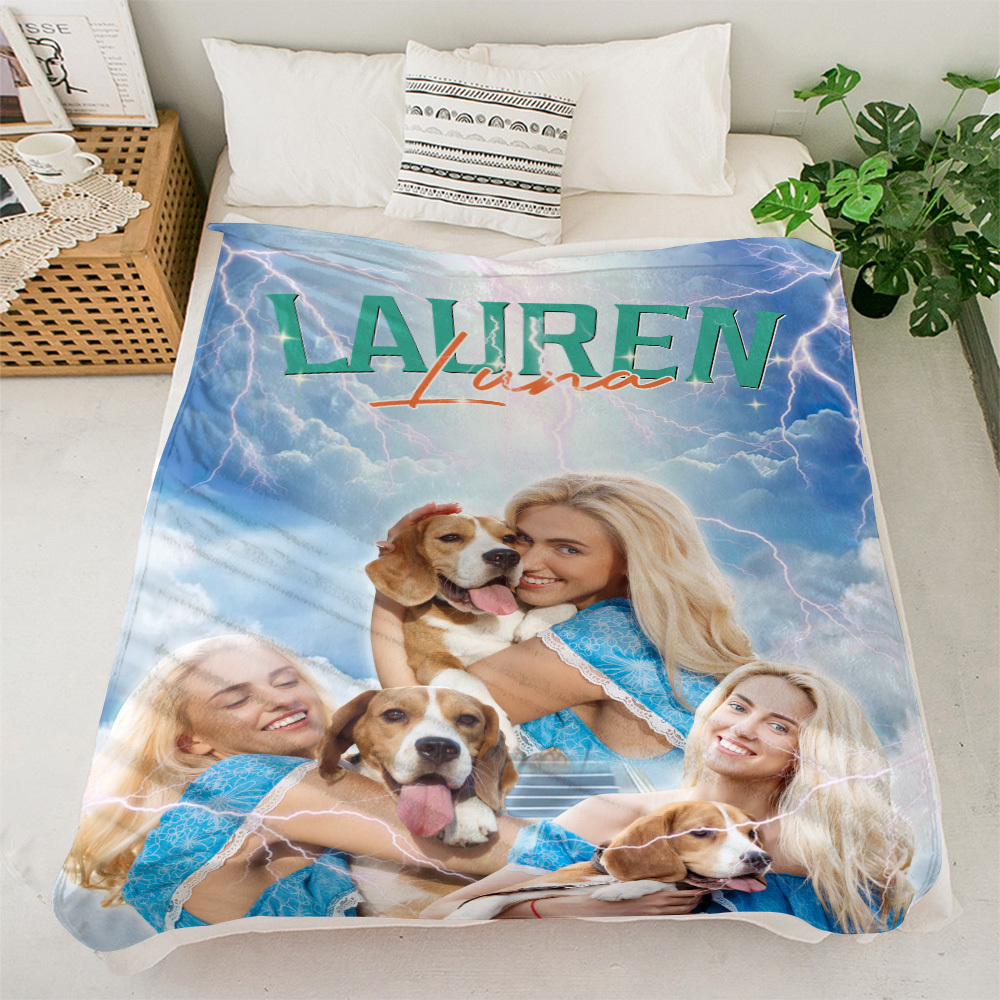 Custom Photo And Add Name With Vintage Style Family Blanket