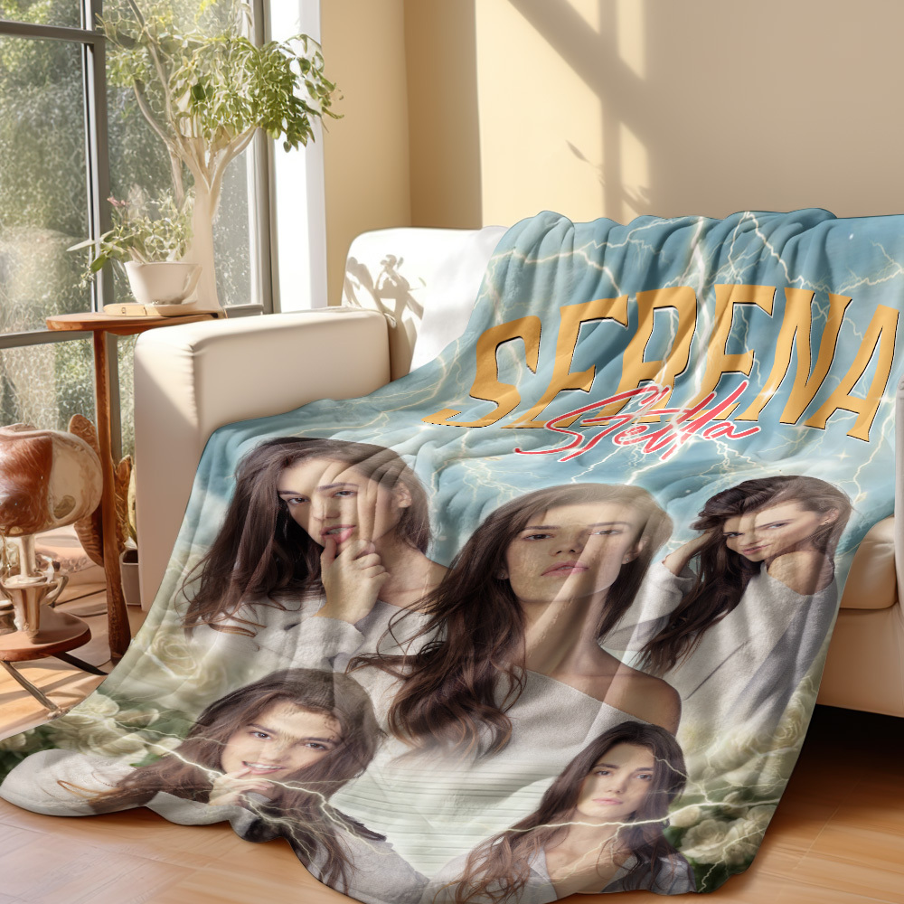 Custom Photo And Add Name With Vintage Style Family Blanket