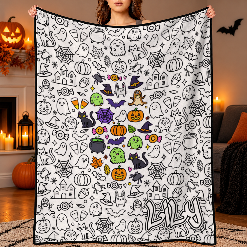 DIY Drawing Blanket (Optional 24-Color Marker Set) Create Your Art Blanket Washable Keepsake Blanket for Kids & Adults