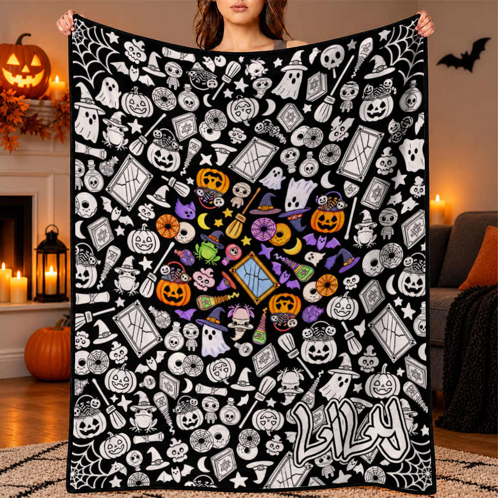 Halloween DIY Drawing Blanket – Creative Art Blanket for Kids & Adults, Spooky Halloween Activity Gift