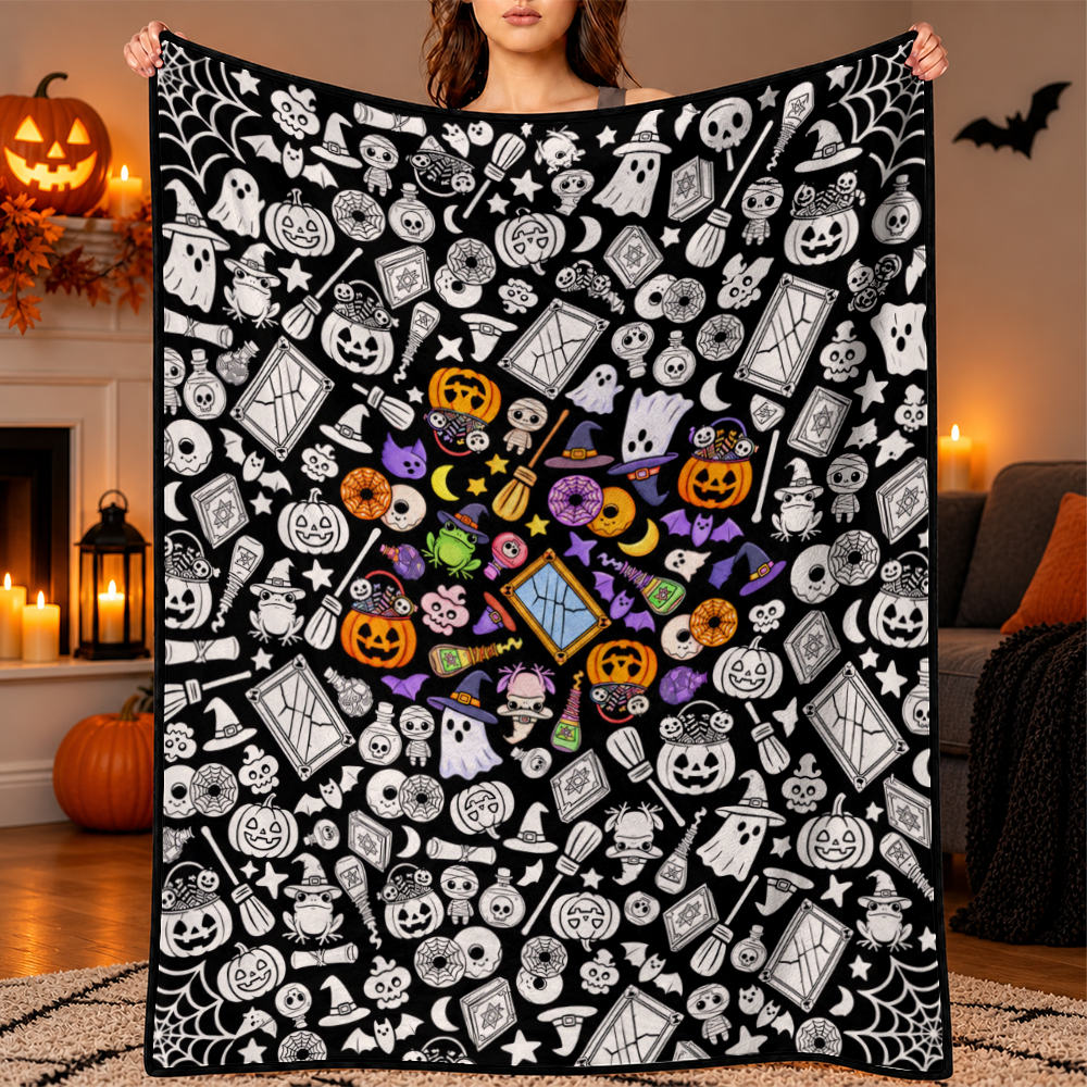Halloween DIY Drawing Blanket – Creative Art Blanket for Kids & Adults, Spooky Halloween Activity Gift