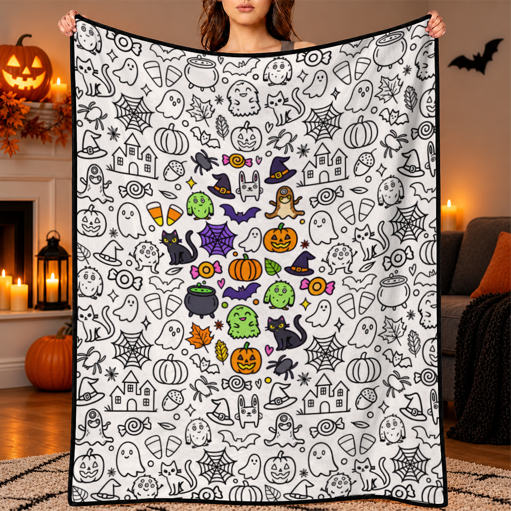 DIY Drawing Blanket (Optional 24-Color Marker Set) Create Your Art Blanket Washable Keepsake Blanket for Kids & Adults