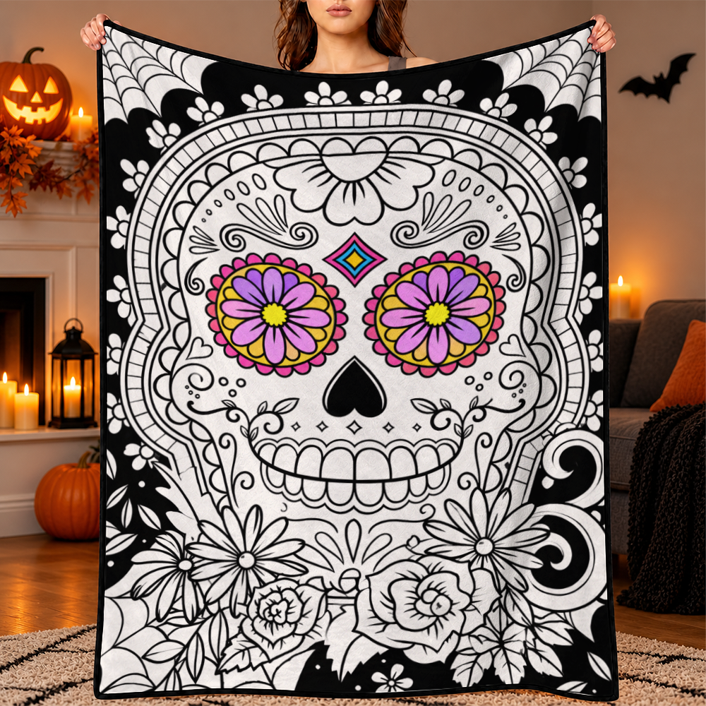 Halloween DIY Drawing Blanket – Creative Art Blanket for Kids & Adults, Spooky Halloween Activity Gift