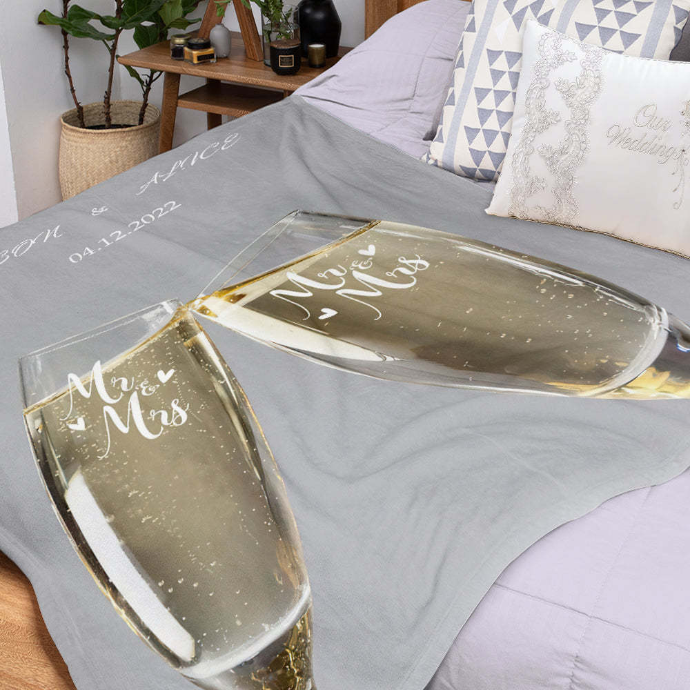 Custom Photo Blanket Personalized Blanket Gift Celebrate Our Wedding