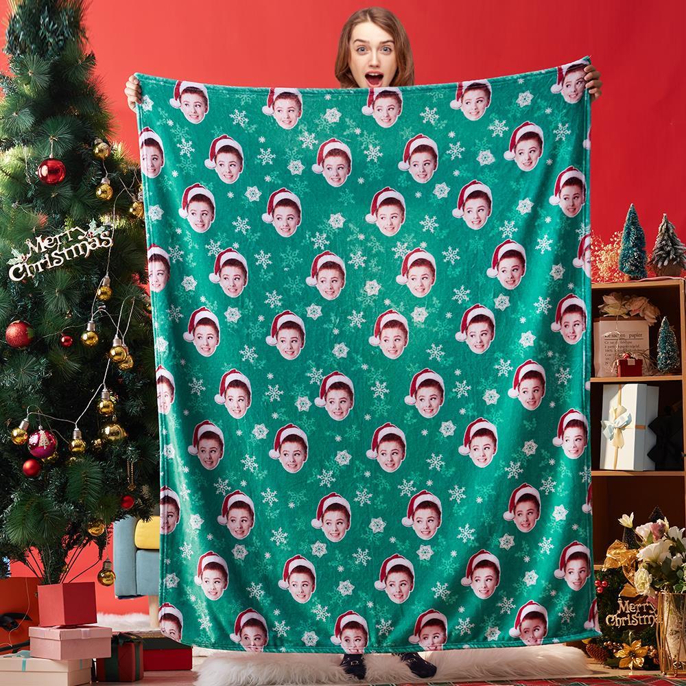 Christmas Blanket Gift Photo Blanket Custom Blankets Personalized Blanket Face Blanket