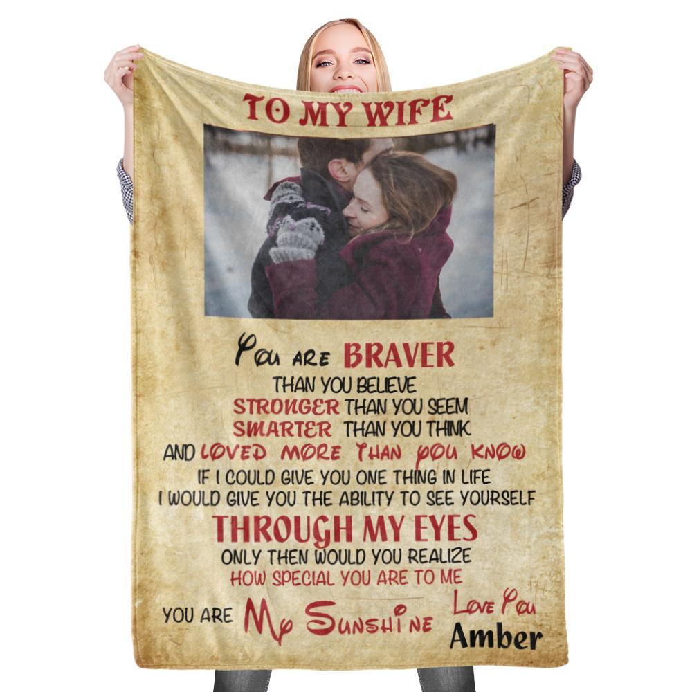 Personalized Custom Wife Blanket To My Wife Blanket Fleece Blanket