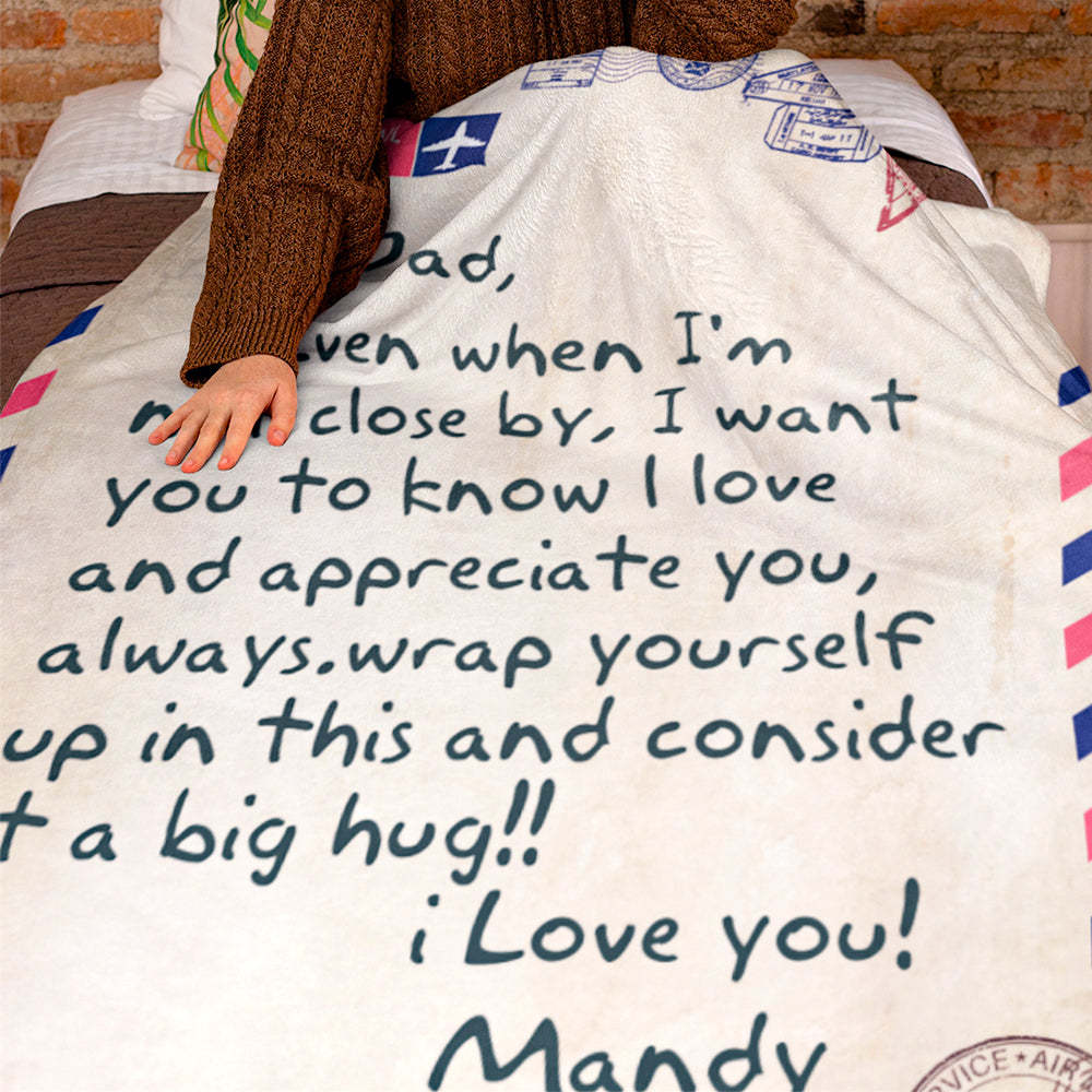 Father's Day Gifts Custom Blanket Personalized Name Blanket Air Mail Letter Blanket