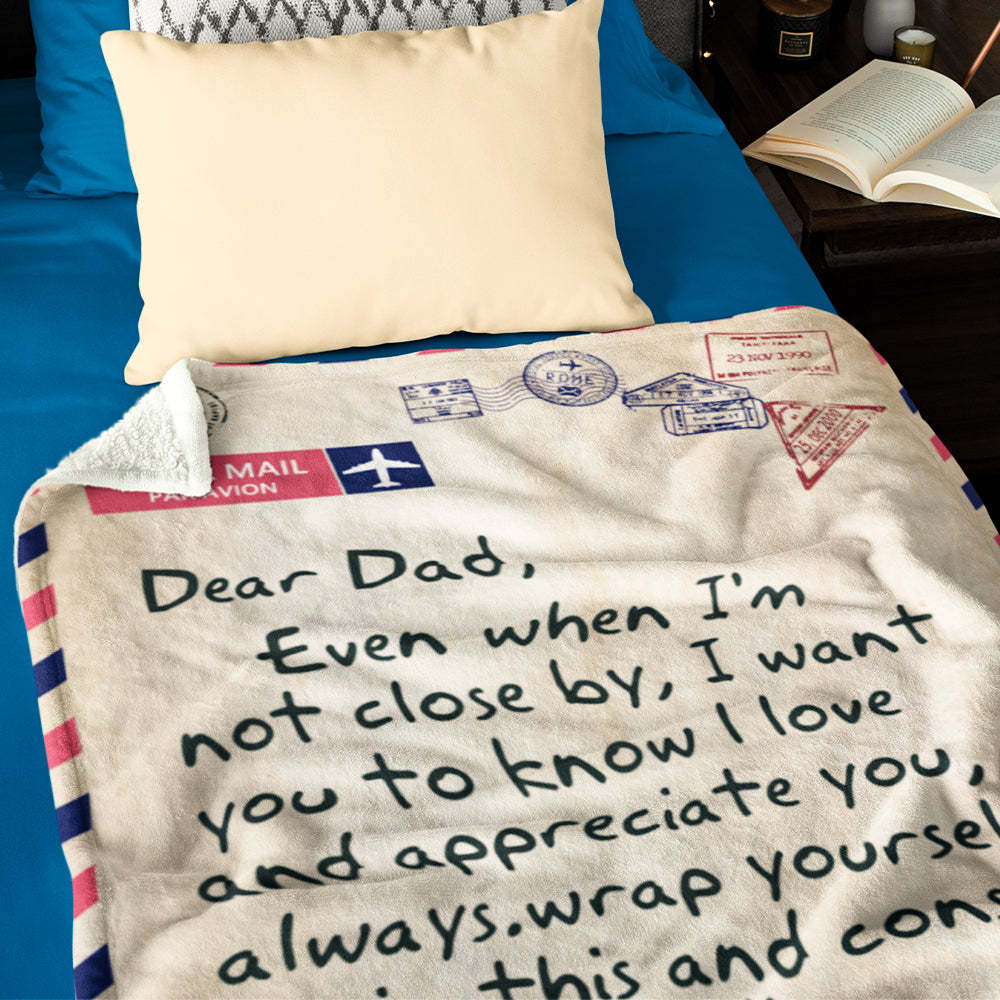 Father's Day Gifts Custom Blanket Personalized Name Blanket Air Mail Letter Blanket