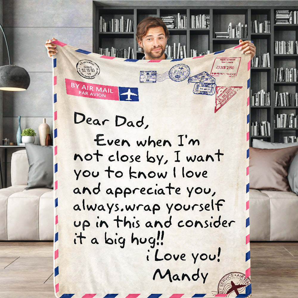 Father's Day Gifts Custom Blanket Personalized Name Blanket Air Mail Letter Blanket
