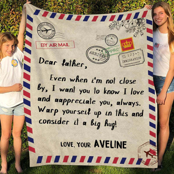 Gift for Dad Custom Blanket To My Dad Father's Day Blanket Air Mail Letter Blanket