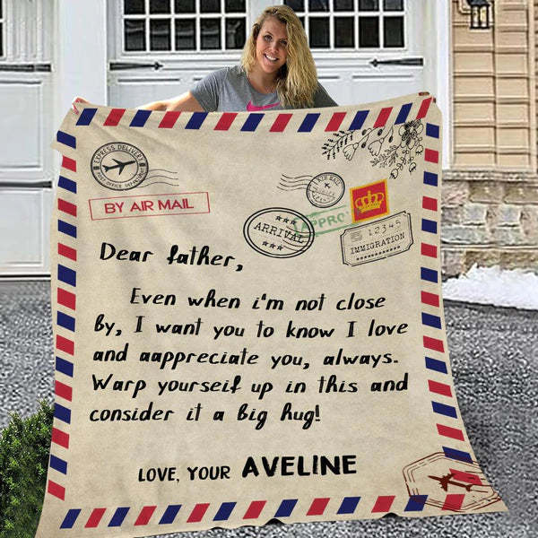 Gift for Dad Custom Blanket To My Dad Father's Day Blanket Air Mail Letter Blanket