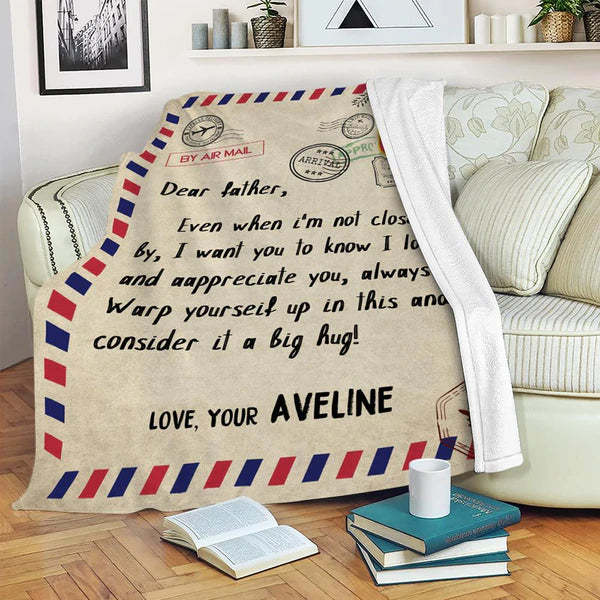 Gift for Dad Custom Blanket To My Dad Father's Day Blanket Air Mail Letter Blanket
