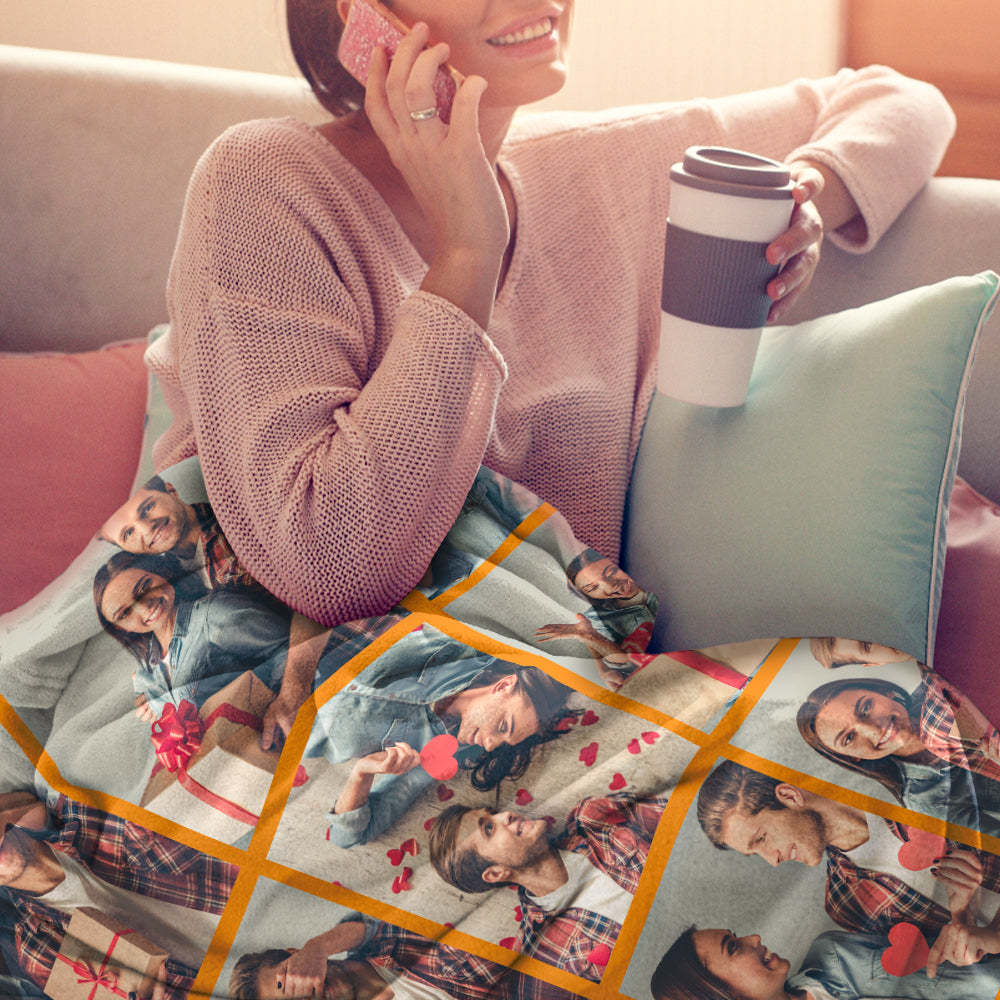Mother's Day Gifts Custom Photo Blanket Personalized Collage Photo Blanket Photo Album Blanket