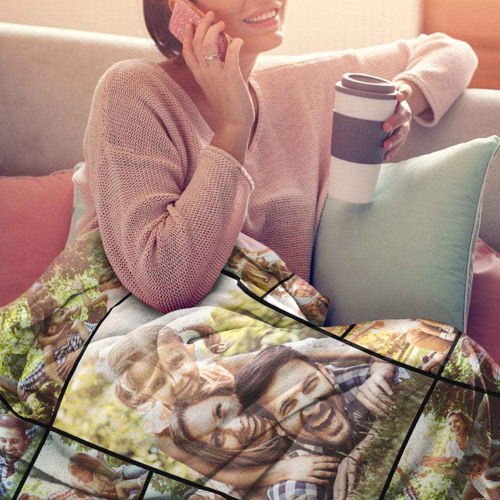 Mother's Day Gifts Custom Photo Blanket Personalized Collage Photo Blanket Photo Album Blanket