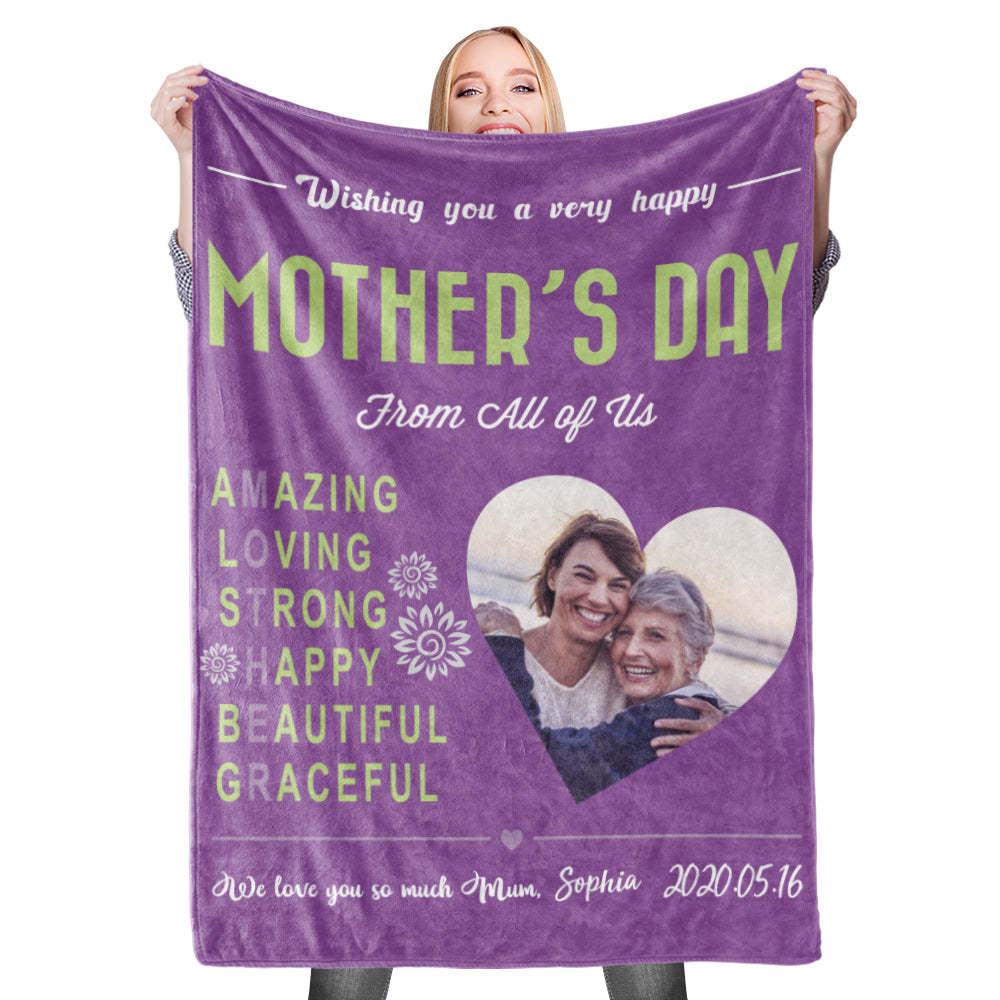 Happy Mother's Day Custom Photo Blanket Mother Blanket Mom Blanket Mother in Law Blanket - Blanket for Mom