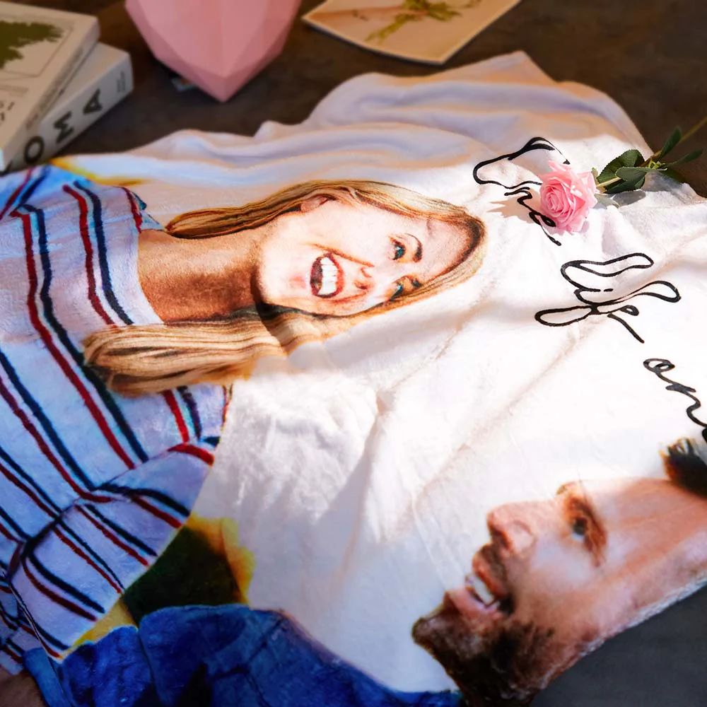 Memorial Gifts Custom Photo Blanket Personalized Couple Blanket Best Gift For Her