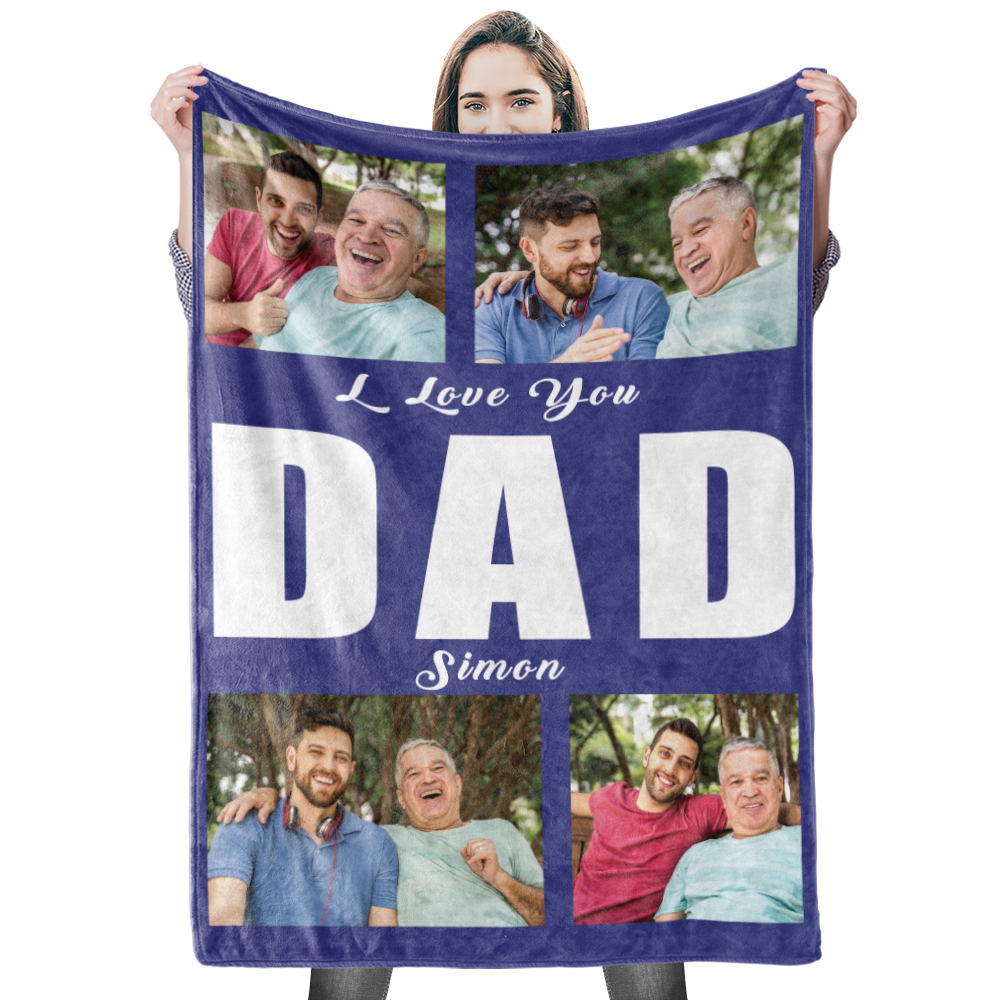 Photo Blankets Custom Blanket For Dad Personalized Blanket Photo Collage Blankets - 4 Photos